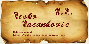 Neško Macanković vizit kartica